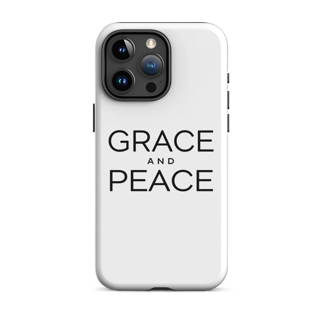 Christian Phone Case Grace and Peace White for iPhone® iPhone® Phone Cases Glossy iPhone 15 Pro Max 