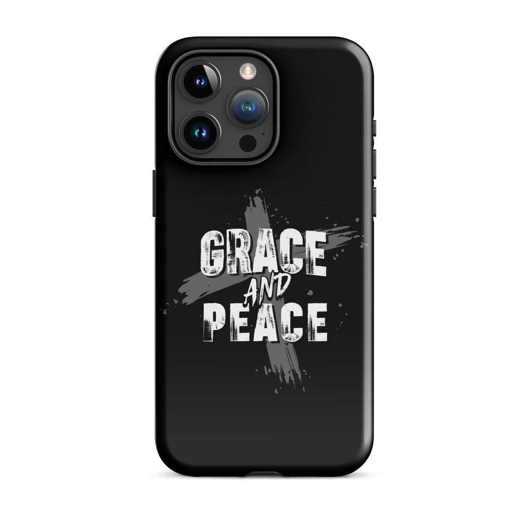 Christian Phone Case Grace and Peace Cross Black for iPhone® iPhone® Phone Cases Glossy iPhone 15 Pro Max 