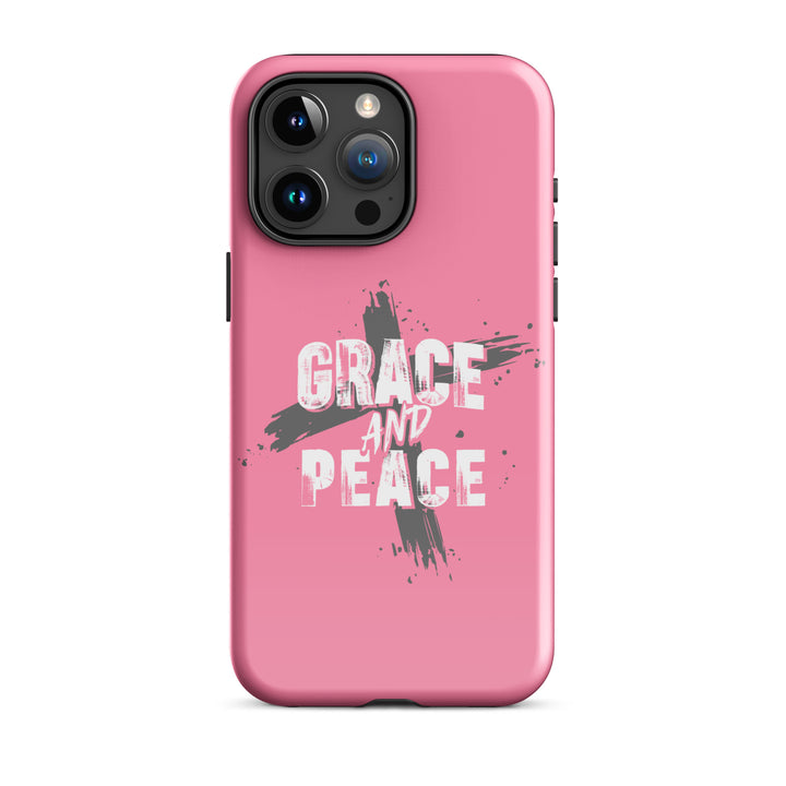 Christian Phone Case Grace and Peace Cross Pink for iPhone® iPhone® Phone Cases Glossy iPhone 15 Pro Max 