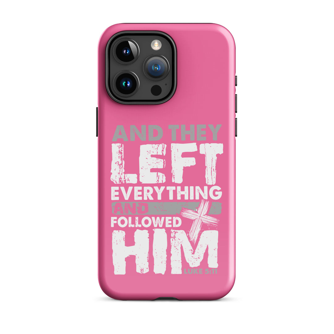 Christian Phone Case Left Everything Cross Pink for iPhone® iPhone® Phone Cases Glossy iPhone 15 Pro Max 