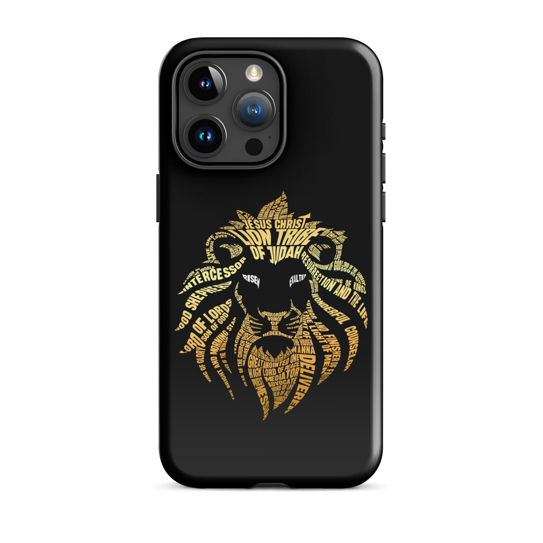 Christian Phone Case Lion Word Cloud Black for iPhone® iPhone® Phone Cases Glossy iPhone 15 Pro Max 