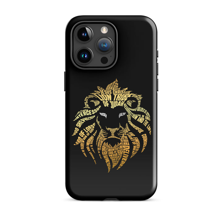 Christian Phone Case Lion Word Cloud Black for iPhone® iPhone® Phone Cases Glossy iPhone 15 Pro Max 