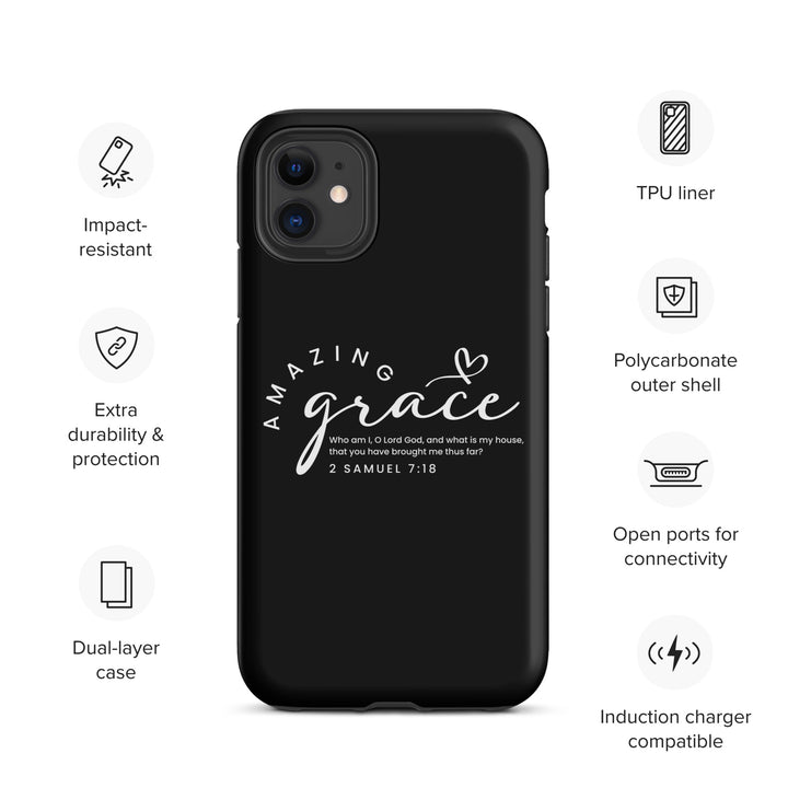 Christian Phone Case Amazing Grace Heart Black for iPhone® iPhone® Phone Cases   