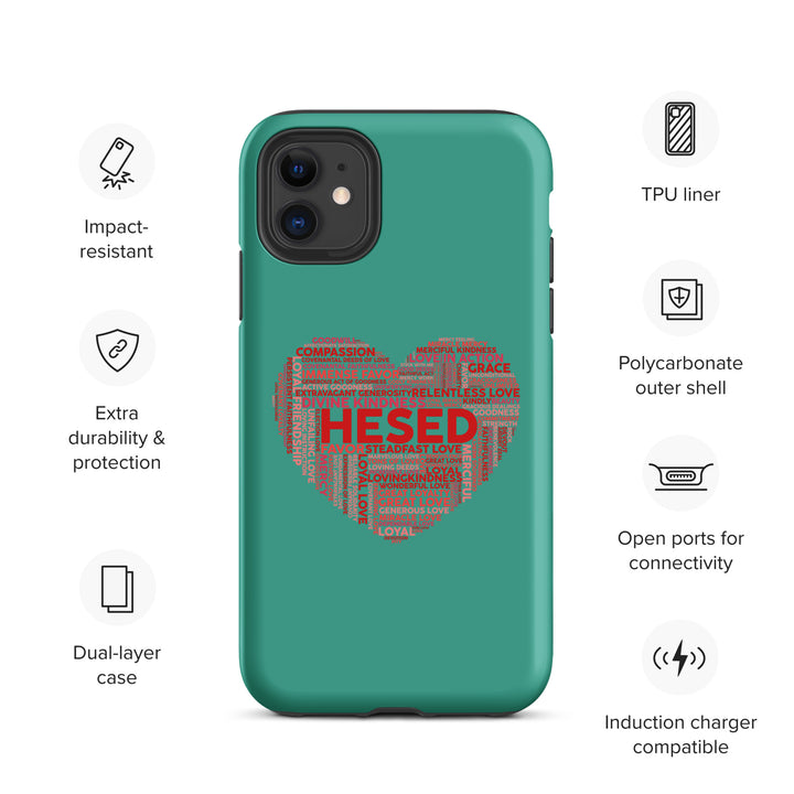 Christian Phone Case Hesed Heart Teal for iPhone® iPhone® Phone Cases   