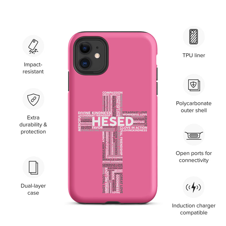 Christian Phone Case Hesed Cross Pink for iPhone® iPhone® Phone Cases   