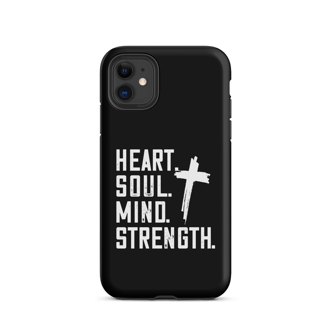 Christian Phone Case Heart Soul Mind Strength Black for iPhone® iPhone® Phone Cases Matte iPhone 11 