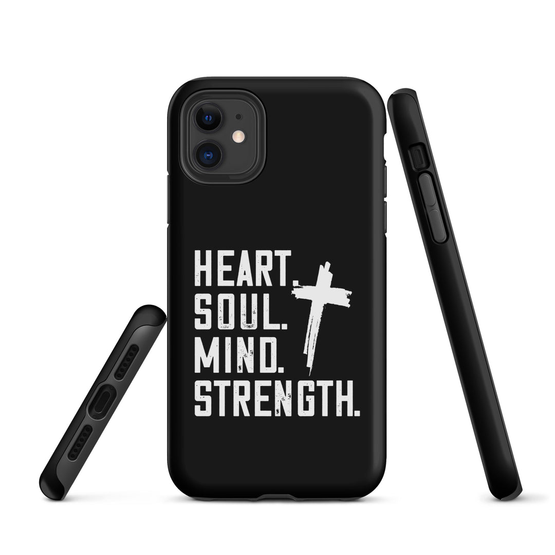 Christian Phone Case Heart Soul Mind Strength Black for iPhone® iPhone® Phone Cases   