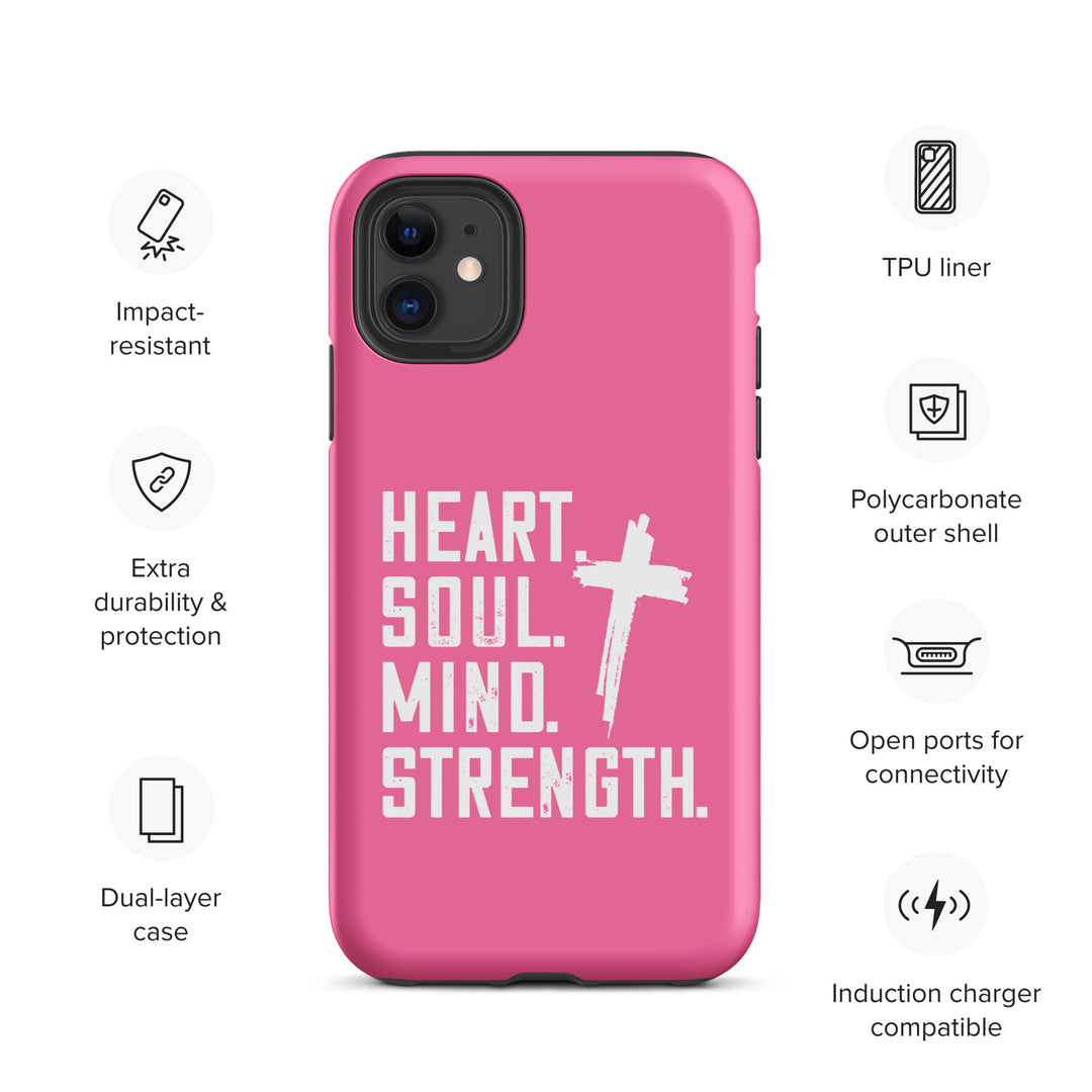 Christian Phone Case Heart Soul Mind Strength Pink for iPhone® iPhone® Phone Cases   