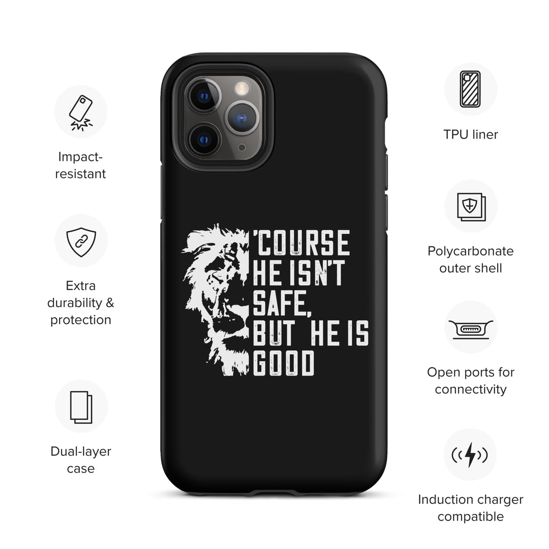 Christian Phone Case for iPhone® 'Course He Isn't Safe Black iPhone® Phone Cases   