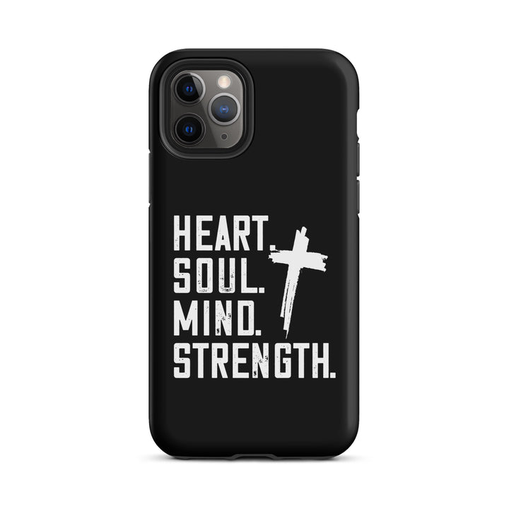 Christian Phone Case Heart Soul Mind Strength Black for iPhone® iPhone® Phone Cases Matte iPhone 11 Pro 