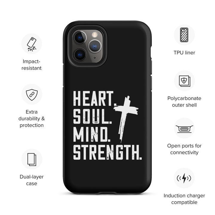 Christian Phone Case Heart Soul Mind Strength Black for iPhone® iPhone® Phone Cases   