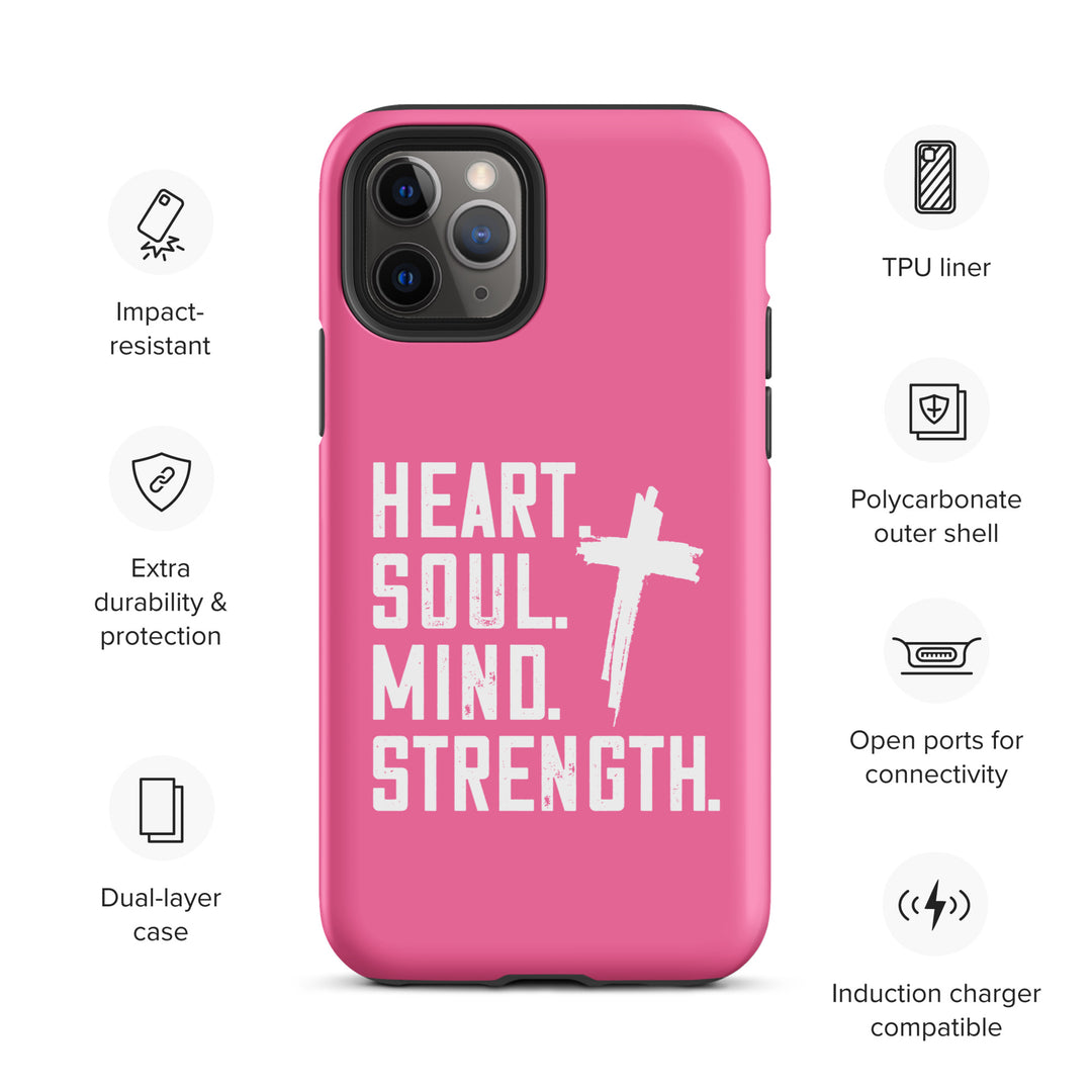 Christian Phone Case Heart Soul Mind Strength Pink for iPhone® iPhone® Phone Cases   