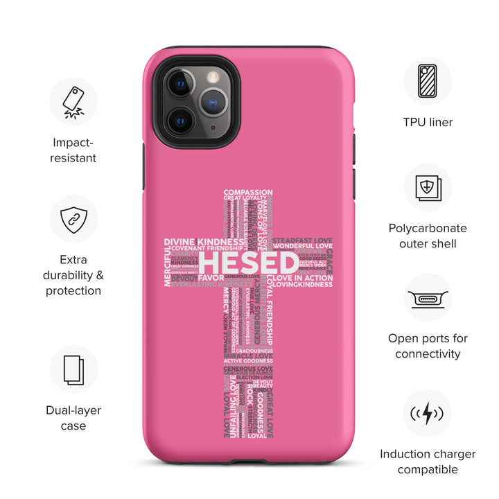 Christian Phone Case Hesed Cross Pink for iPhone® iPhone® Phone Cases   