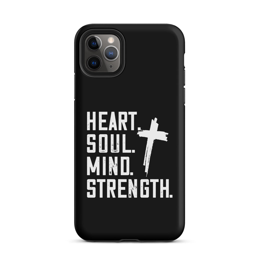 Christian Phone Case Heart Soul Mind Strength Black for iPhone® iPhone® Phone Cases Matte iPhone 11 Pro Max 