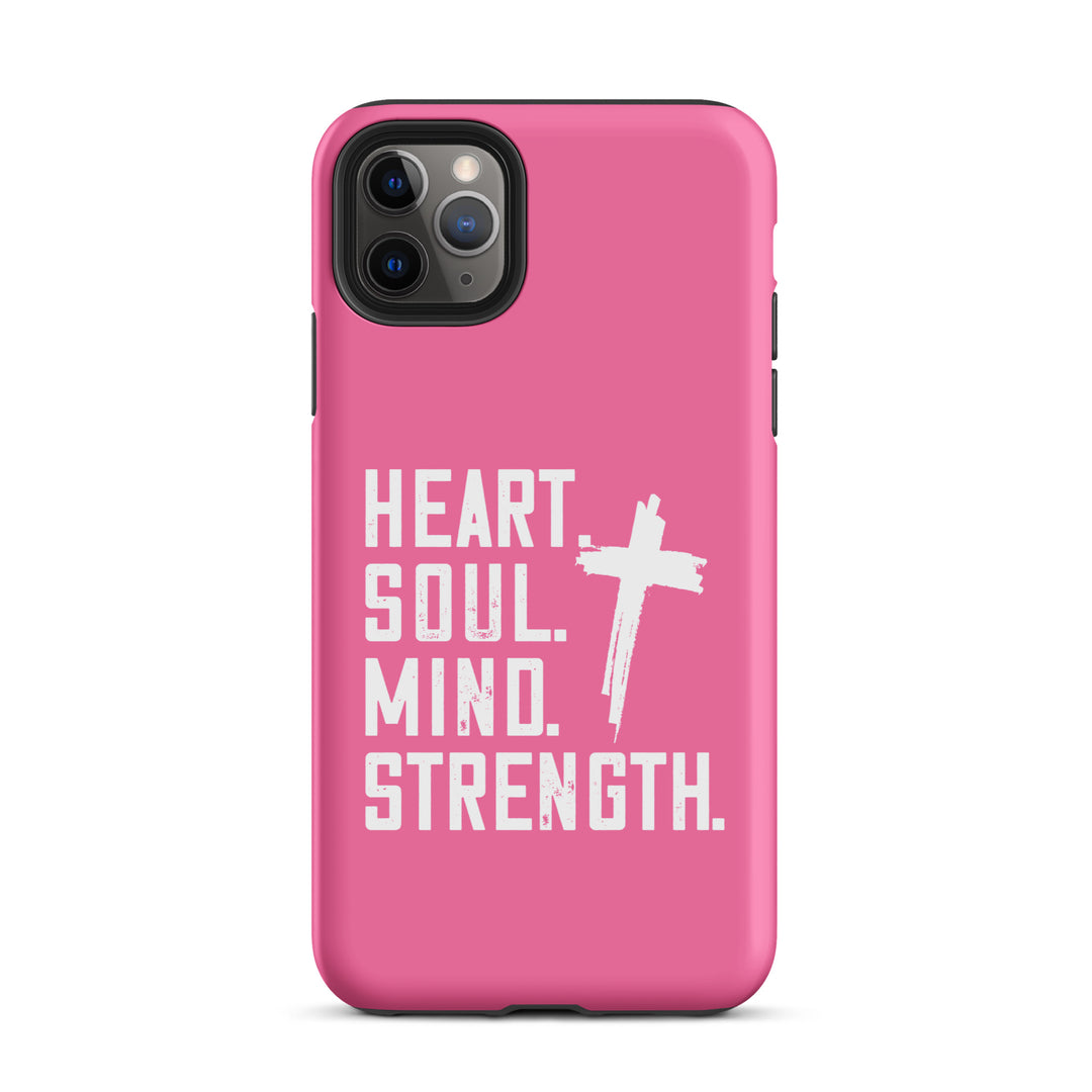 Christian Phone Case Heart Soul Mind Strength Pink for iPhone® iPhone® Phone Cases Matte iPhone 11 Pro Max 