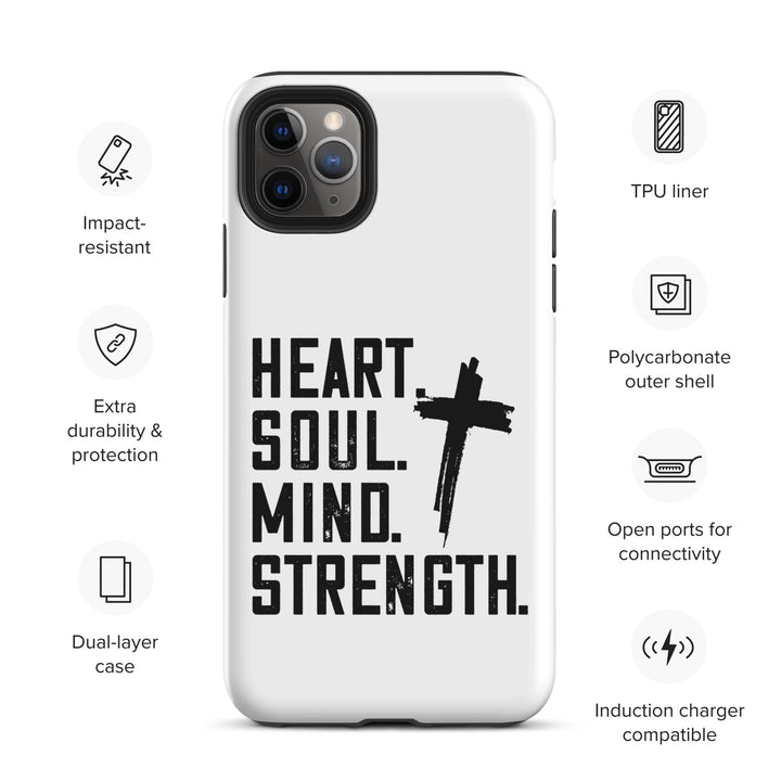 Christian Phone Case Heart Soul Mind Strength White for iPhone® iPhone® Phone Cases   