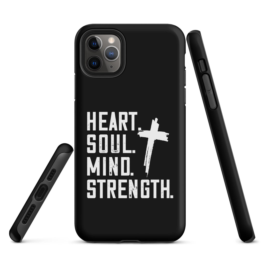 Christian Phone Case Heart Soul Mind Strength Black for iPhone® iPhone® Phone Cases   