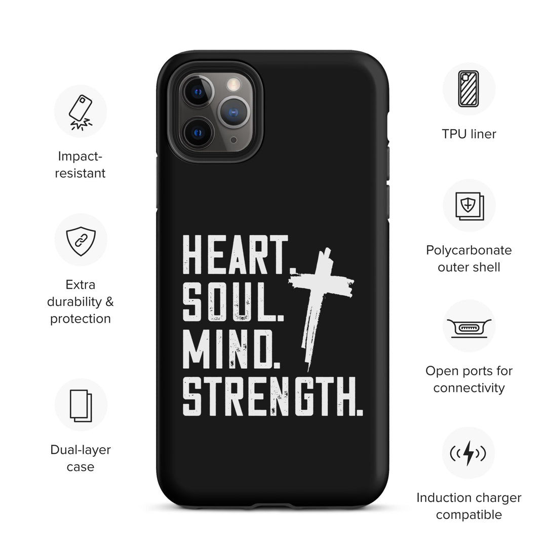 Christian Phone Case Heart Soul Mind Strength Black for iPhone® iPhone® Phone Cases   