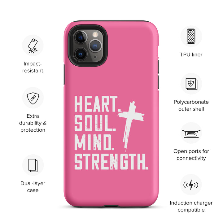 Christian Phone Case Heart Soul Mind Strength Pink for iPhone® iPhone® Phone Cases   