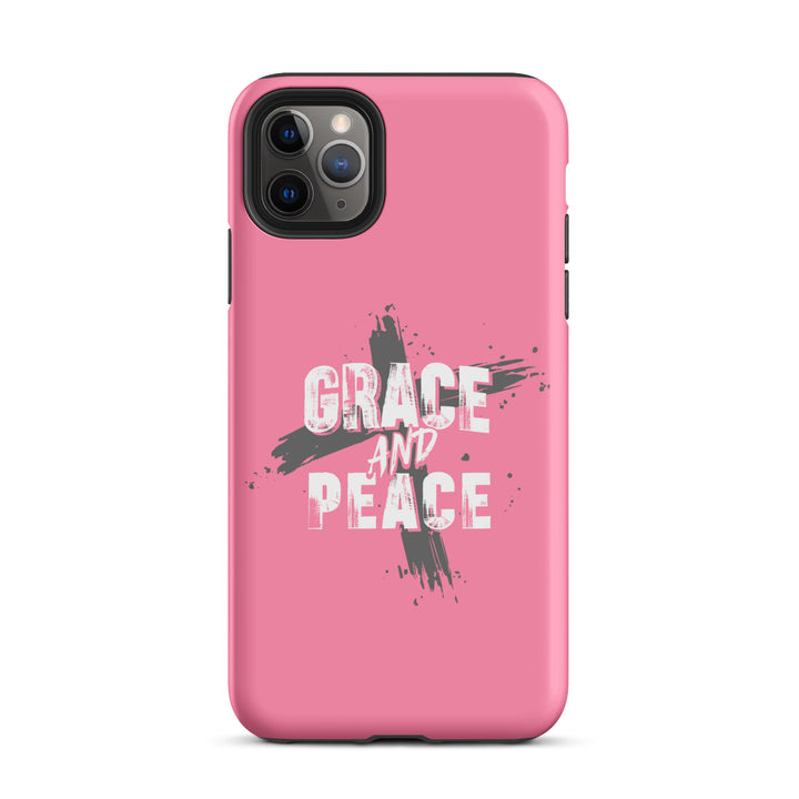 Christian Phone Case Grace and Peace Cross Pink for iPhone® iPhone® Phone Cases Matte iPhone 11 Pro Max 