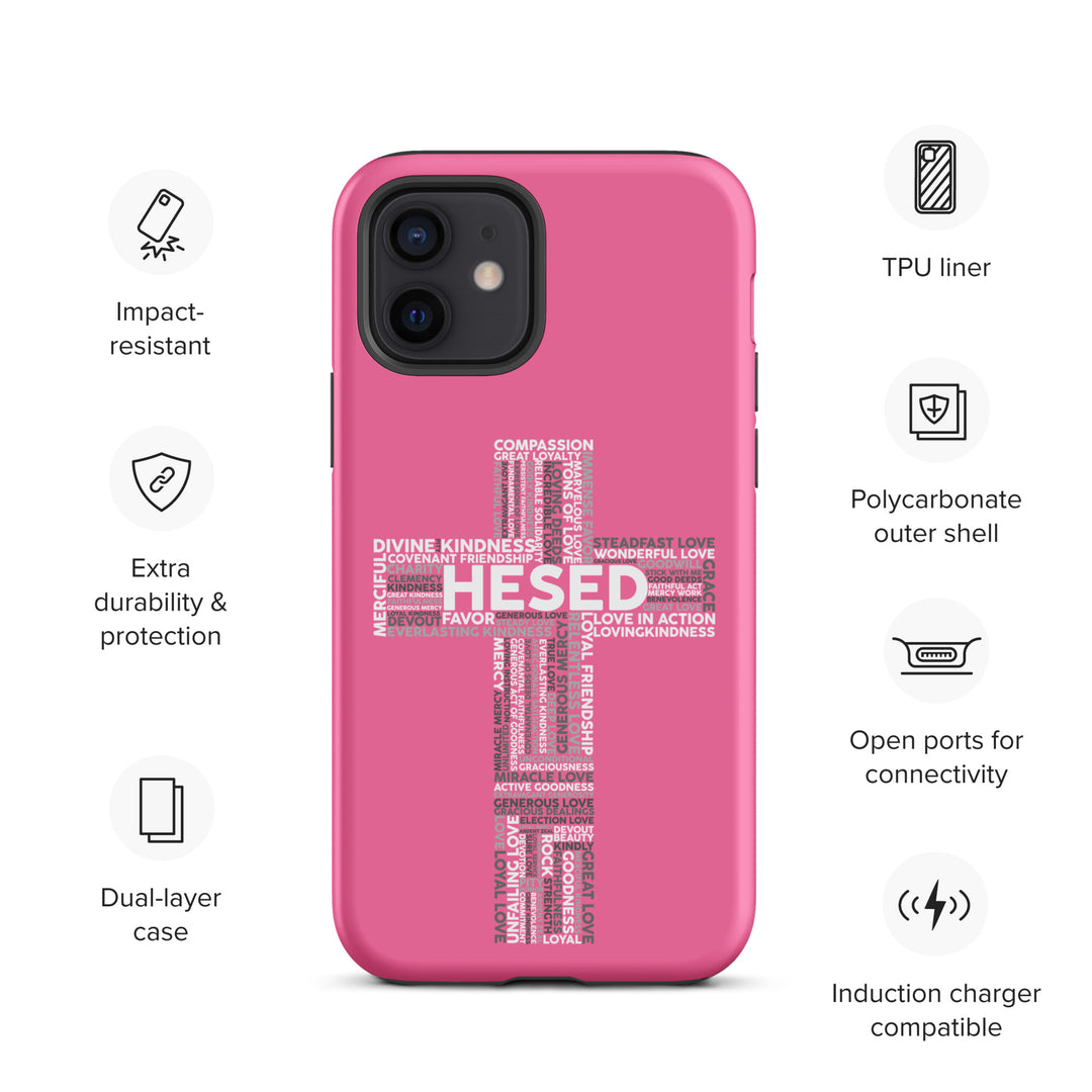 Christian Phone Case Hesed Cross Pink for iPhone® iPhone® Phone Cases   