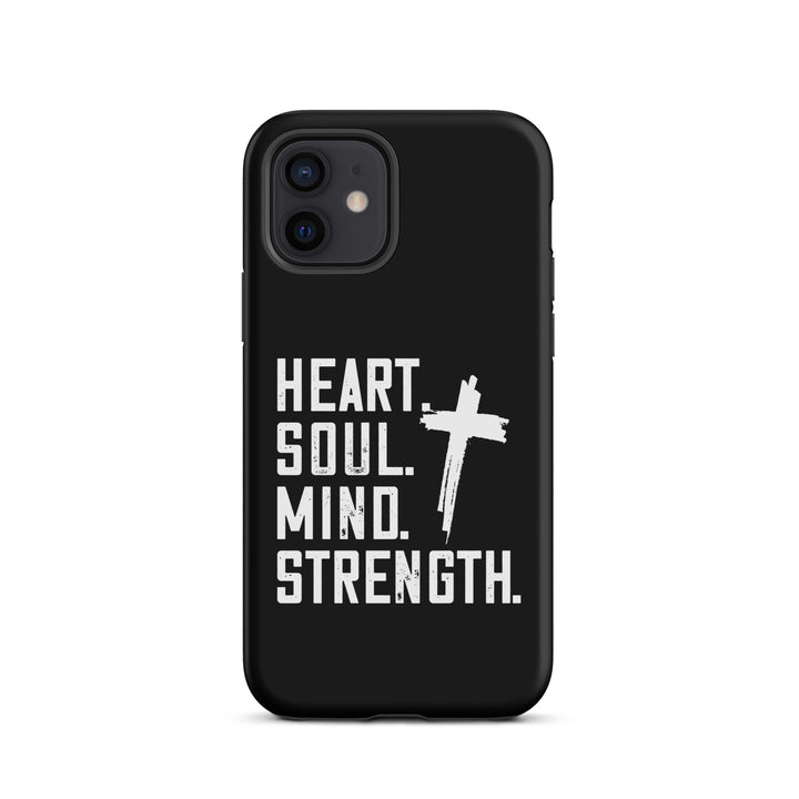 Christian Phone Case Heart Soul Mind Strength Black for iPhone® iPhone® Phone Cases Matte iPhone 12 