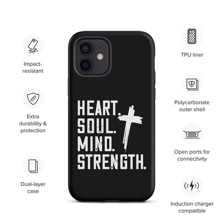 Christian Phone Case Heart Soul Mind Strength Black for iPhone® iPhone® Phone Cases   