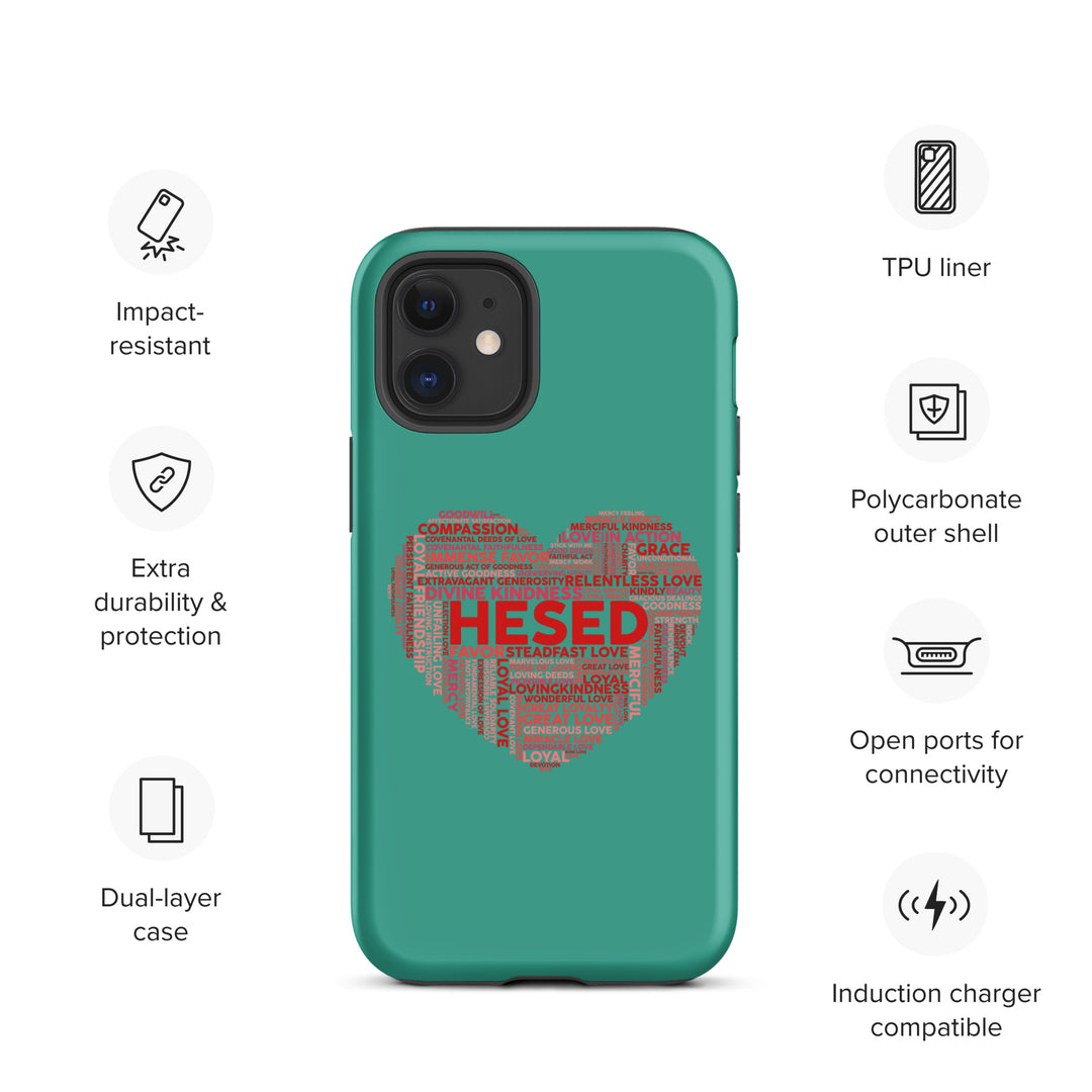 Christian Phone Case Hesed Heart Teal for iPhone® iPhone® Phone Cases   