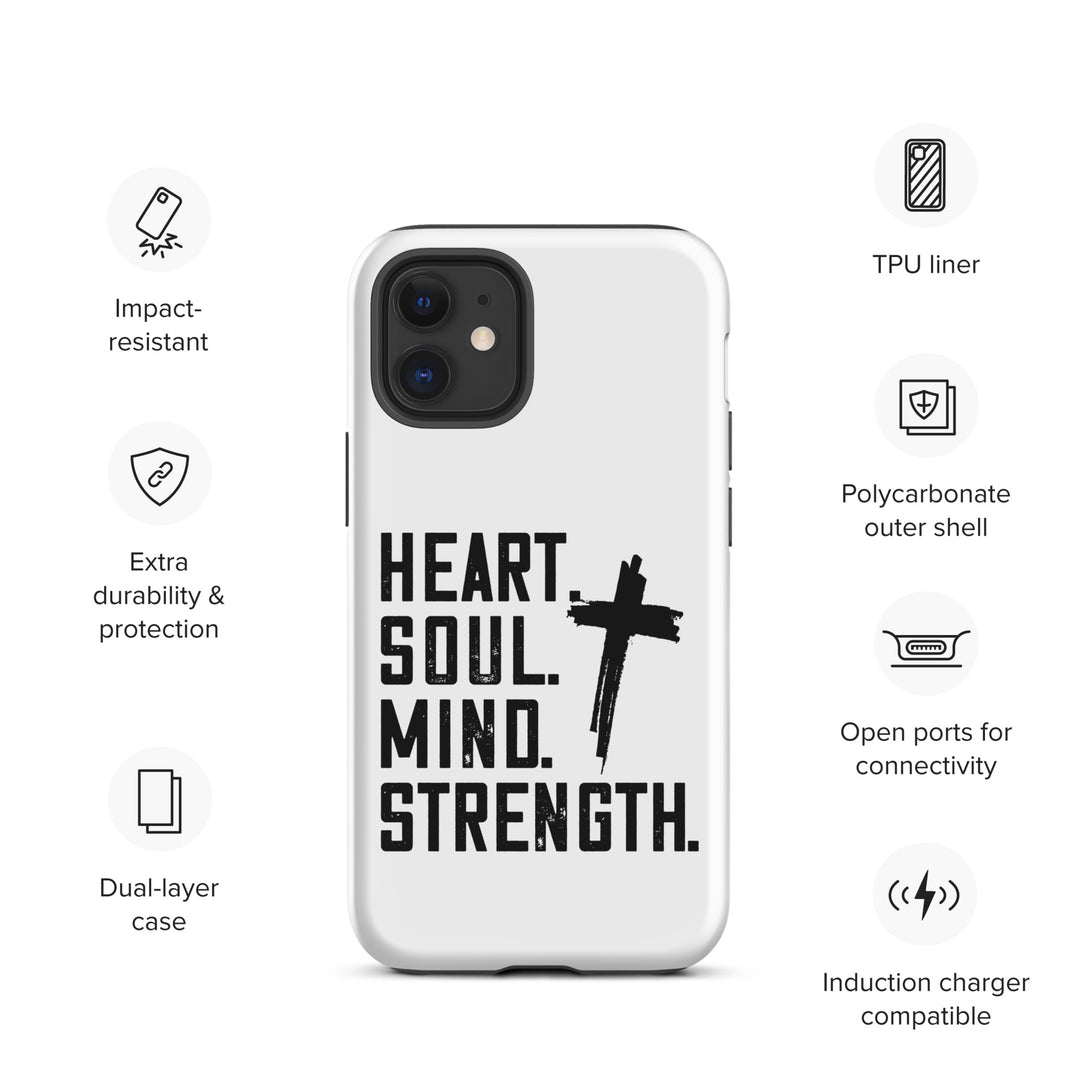 Christian Phone Case Heart Soul Mind Strength White for iPhone® iPhone® Phone Cases   