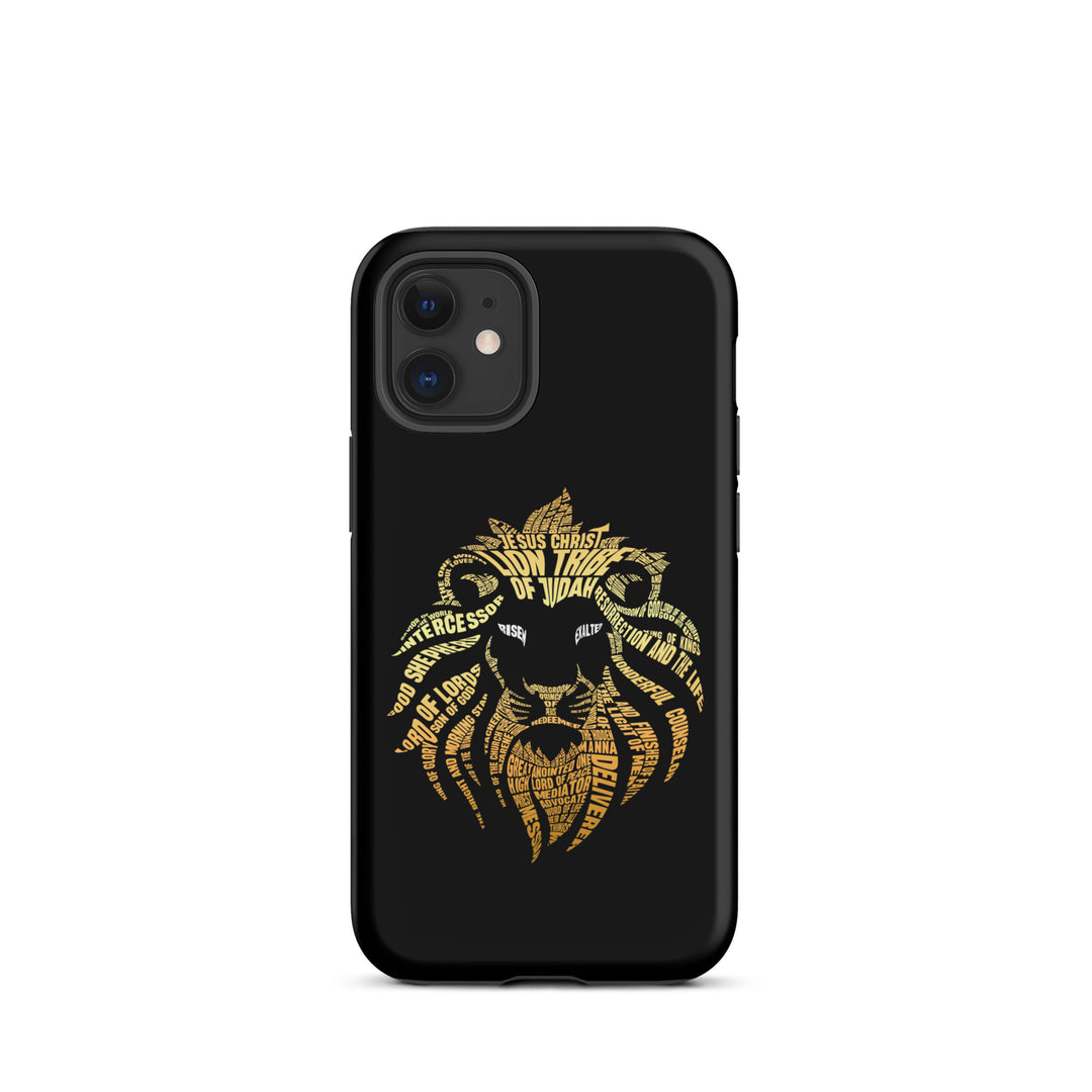 Christian Phone Case Lion Word Cloud Black for iPhone® iPhone® Phone Cases Matte iPhone 12 mini 