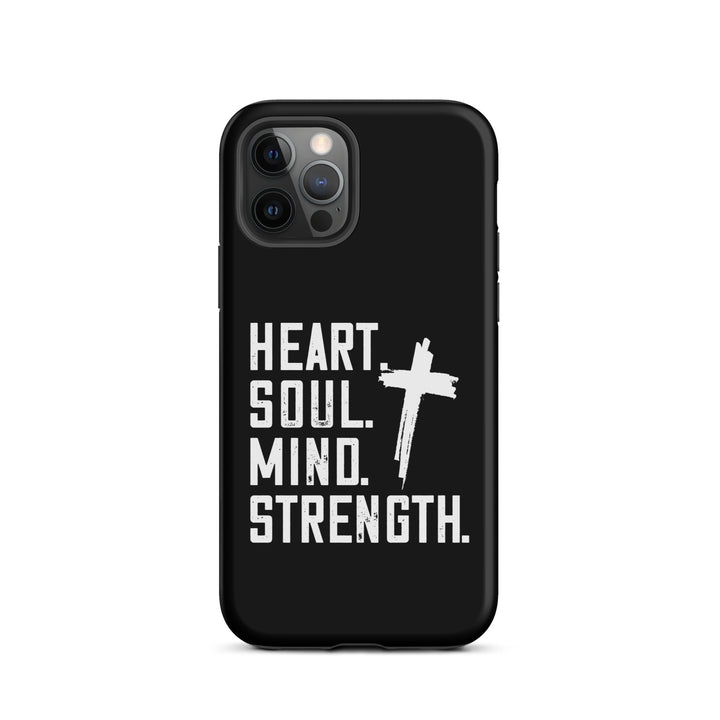 Christian Phone Case Heart Soul Mind Strength Black for iPhone® iPhone® Phone Cases Matte iPhone 12 Pro 