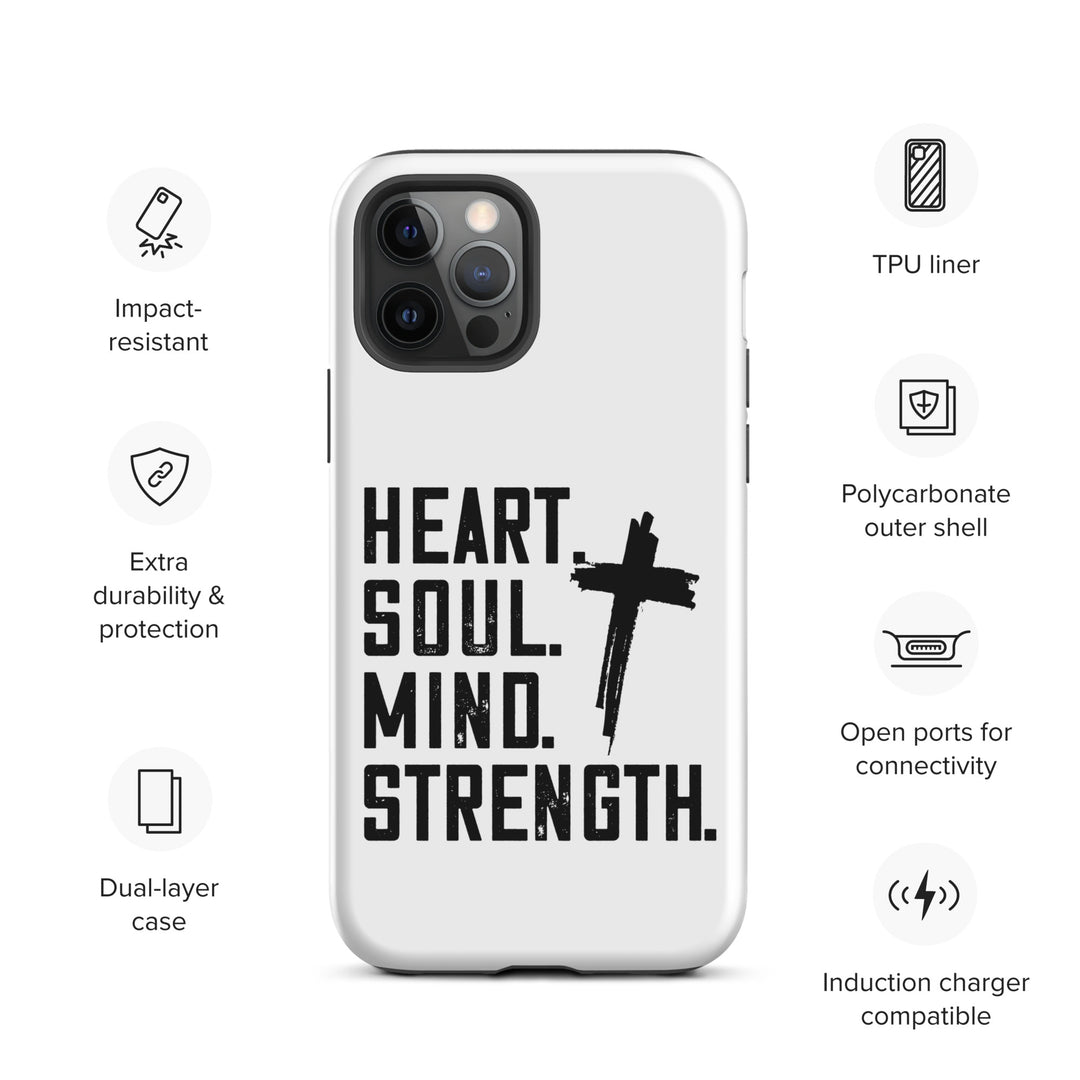 Christian Phone Case Heart Soul Mind Strength White for iPhone® iPhone® Phone Cases   