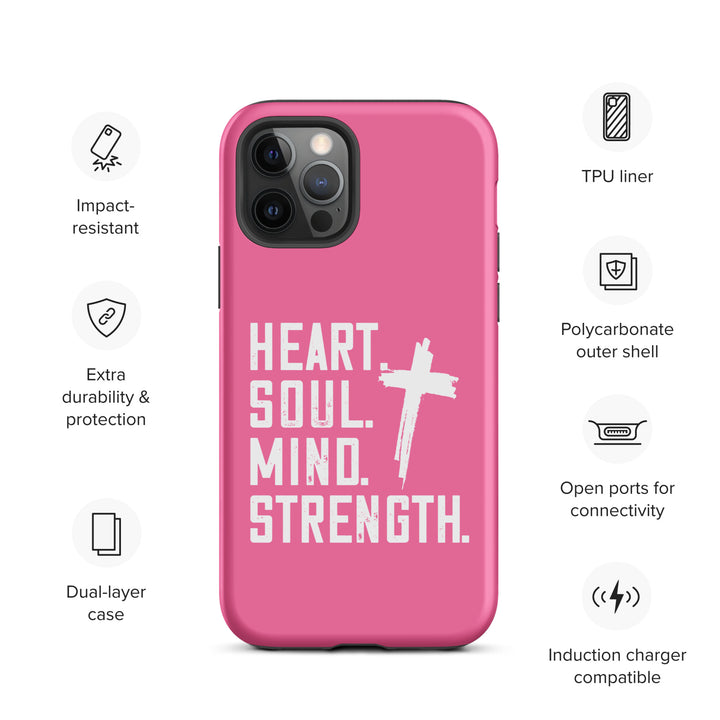 Christian Phone Case Heart Soul Mind Strength Pink for iPhone® iPhone® Phone Cases   