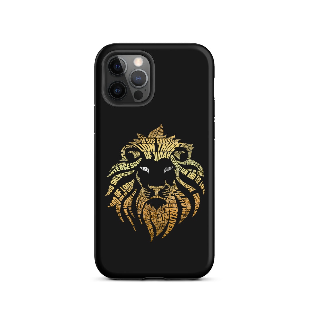 Christian Phone Case Lion Word Cloud Black for iPhone® iPhone® Phone Cases Matte iPhone 12 Pro 