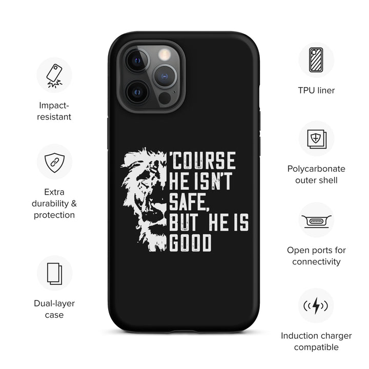 Christian Phone Case for iPhone® 'Course He Isn't Safe Black iPhone® Phone Cases   