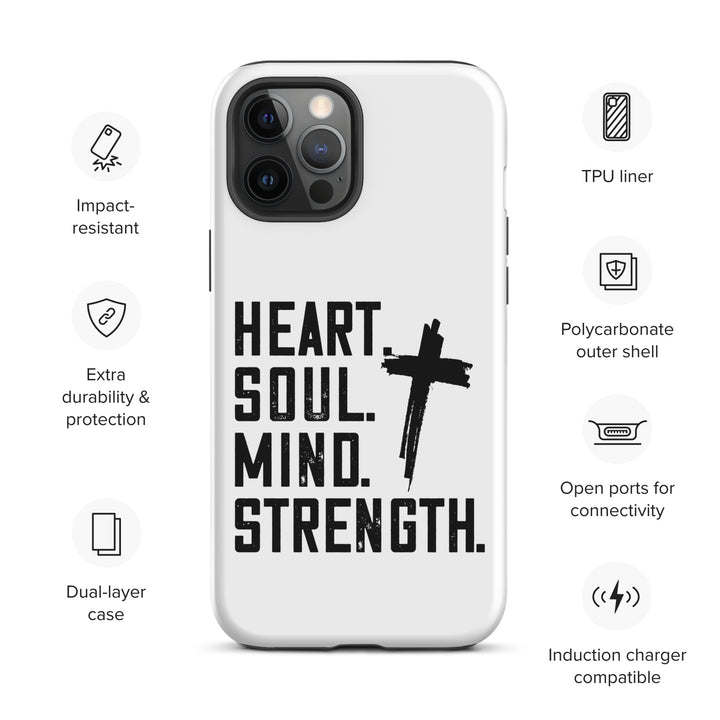 Christian Phone Case Heart Soul Mind Strength White for iPhone® iPhone® Phone Cases   