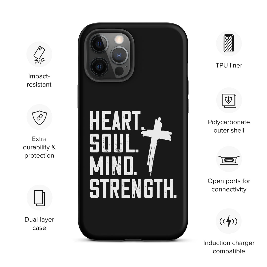 Christian Phone Case Heart Soul Mind Strength Black for iPhone® iPhone® Phone Cases   