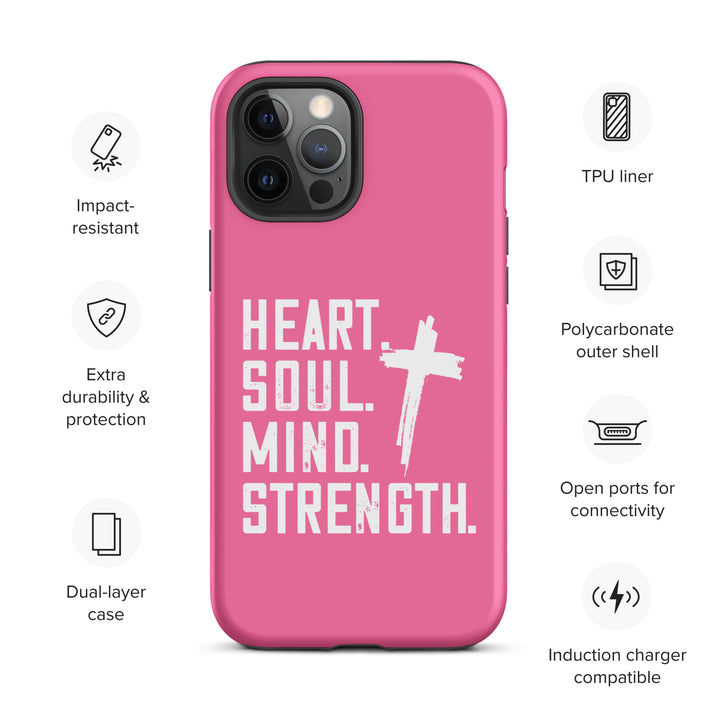 Christian Phone Case Heart Soul Mind Strength Pink for iPhone® iPhone® Phone Cases   