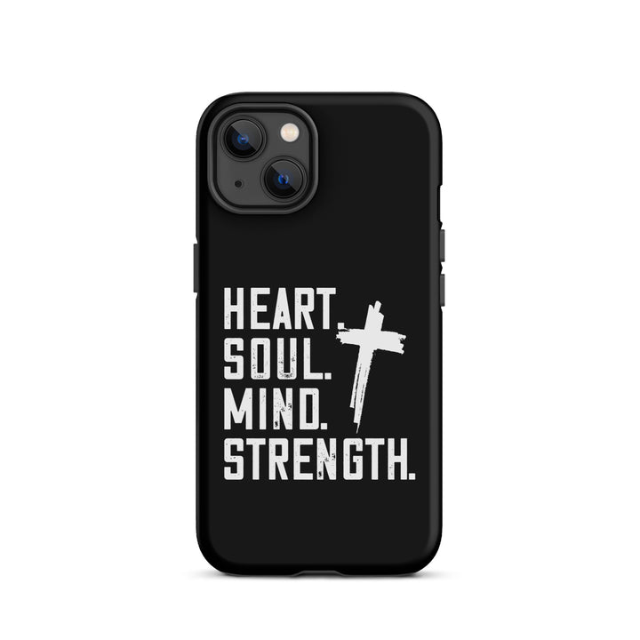 Christian Phone Case Heart Soul Mind Strength Black for iPhone® iPhone® Phone Cases Matte iPhone 13 