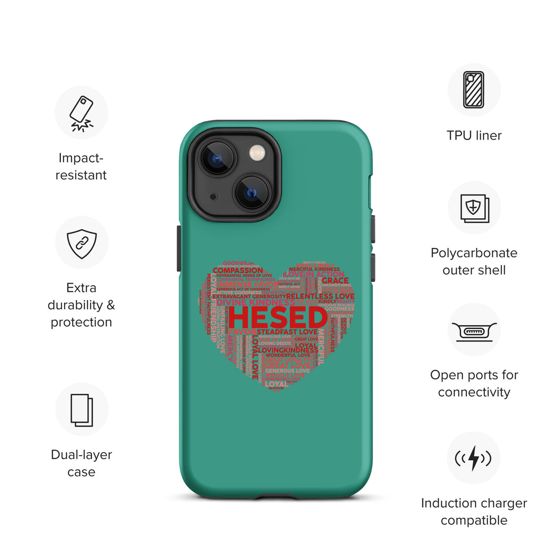 Christian Phone Case Hesed Heart Teal for iPhone® iPhone® Phone Cases   