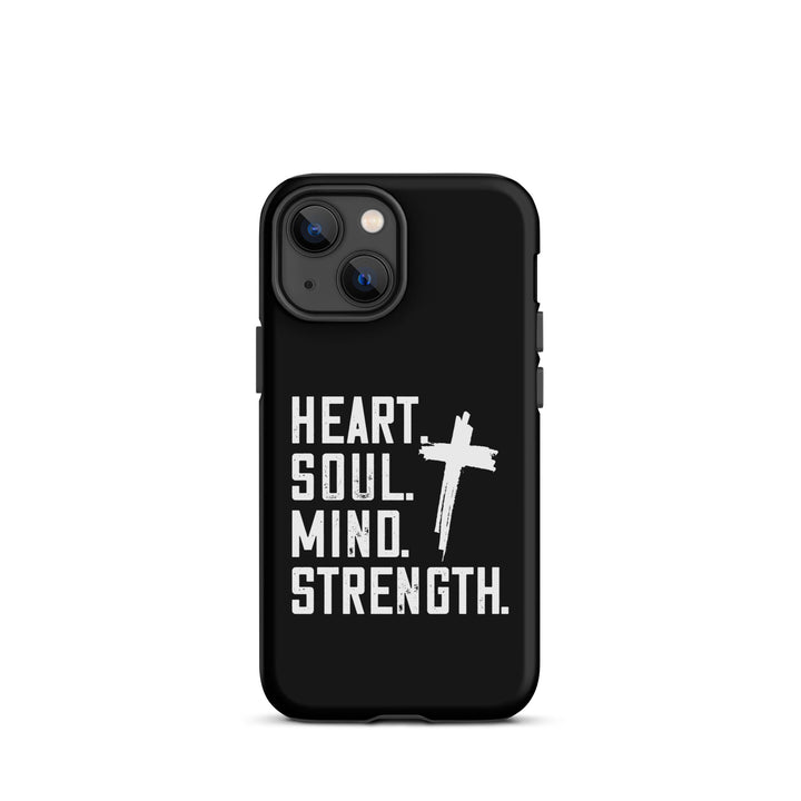 Christian Phone Case Heart Soul Mind Strength Black for iPhone® iPhone® Phone Cases Matte iPhone 13 mini 