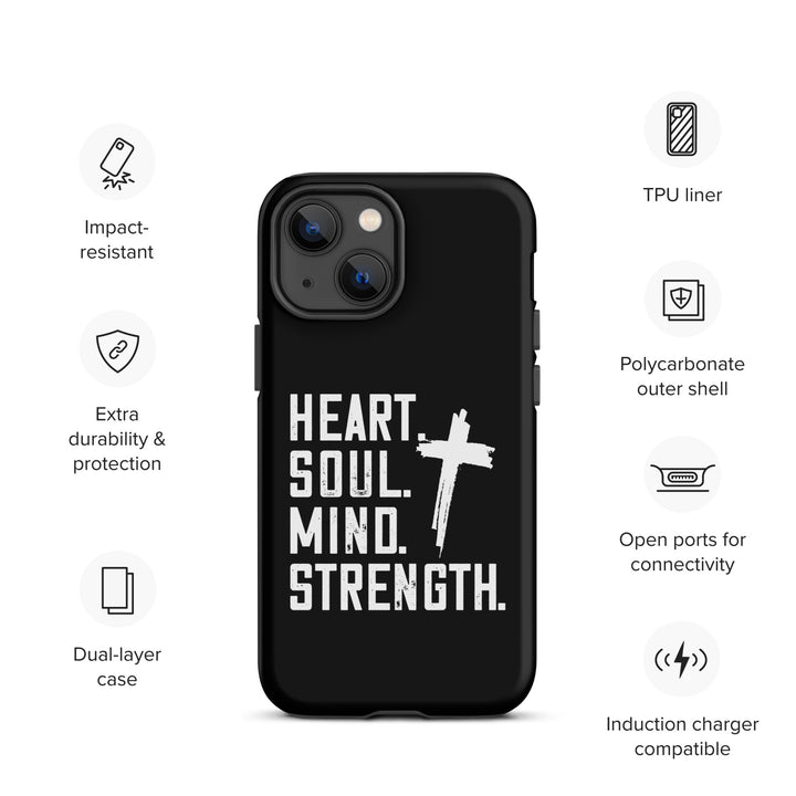 Christian Phone Case Heart Soul Mind Strength Black for iPhone® iPhone® Phone Cases   