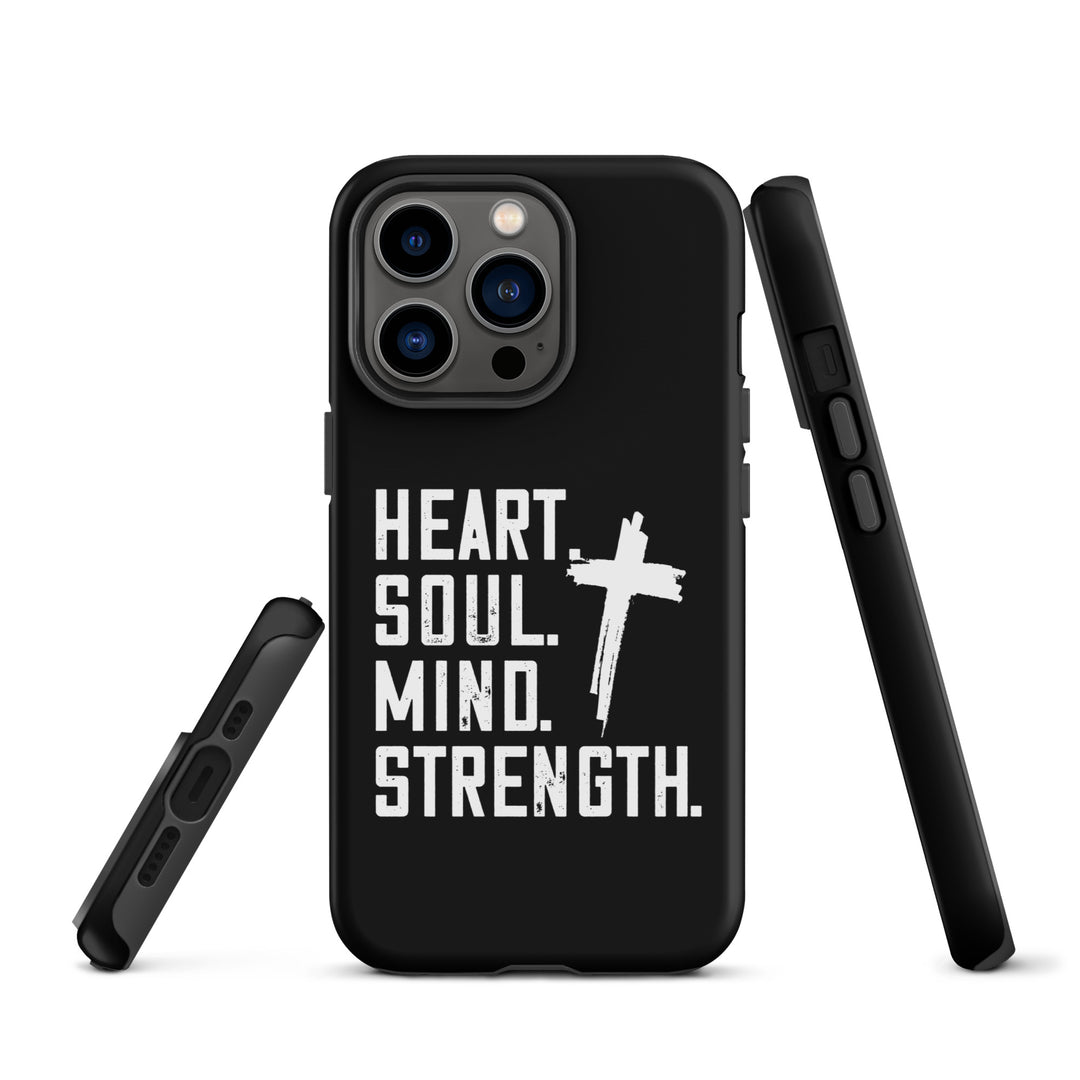 Christian Phone Case Heart Soul Mind Strength Black for iPhone® iPhone® Phone Cases   