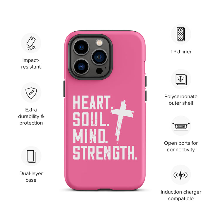 Christian Phone Case Heart Soul Mind Strength Pink for iPhone® iPhone® Phone Cases   