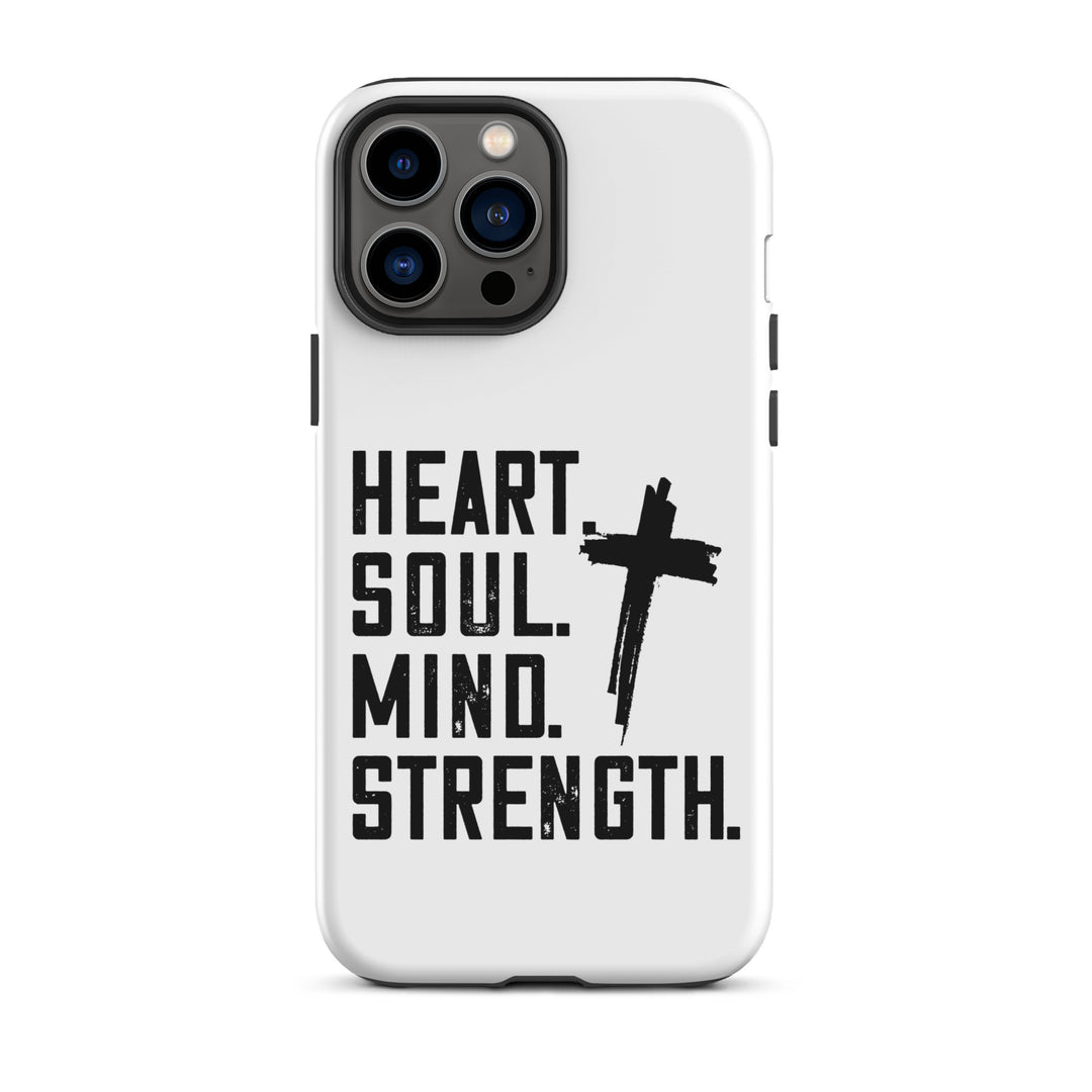 Christian Phone Case Heart Soul Mind Strength White for iPhone® iPhone® Phone Cases Matte iPhone 13 Pro Max 