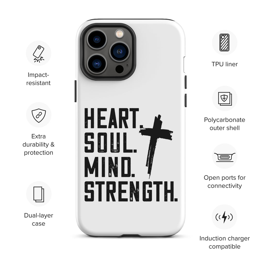 Christian Phone Case Heart Soul Mind Strength White for iPhone® iPhone® Phone Cases   