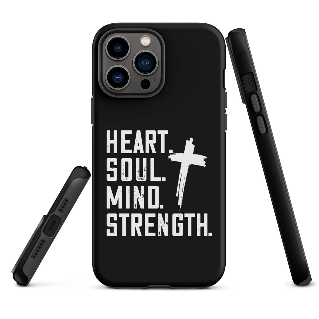 Christian Phone Case Heart Soul Mind Strength Black for iPhone® iPhone® Phone Cases   