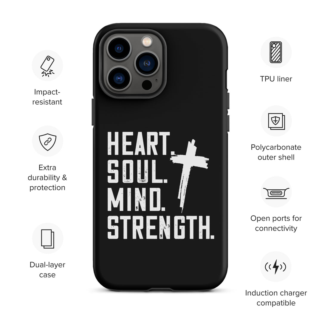 Christian Phone Case Heart Soul Mind Strength Black for iPhone® iPhone® Phone Cases   