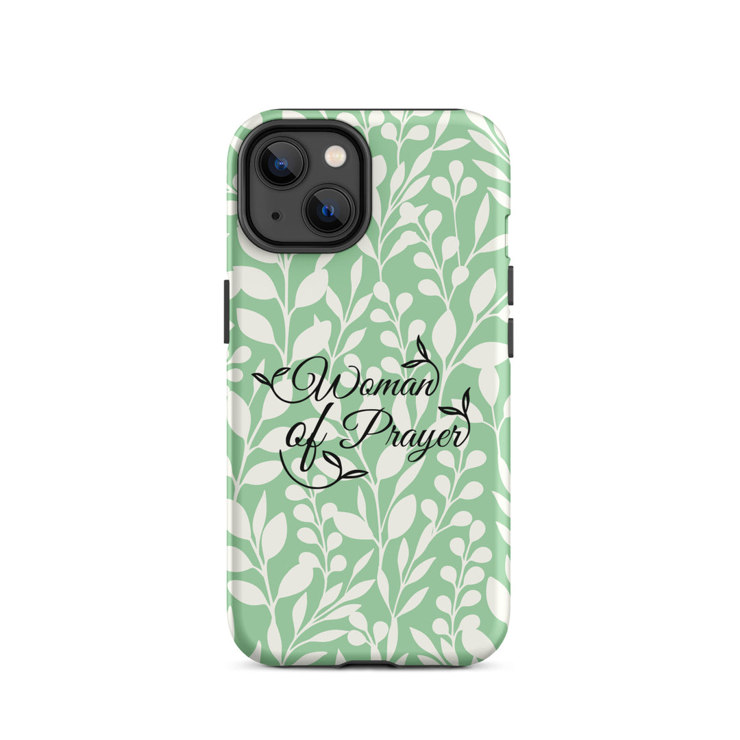 Christian Phone Case Woman of Prayer Green for iPhone® iPhone® Phone Cases Matte iPhone 14 