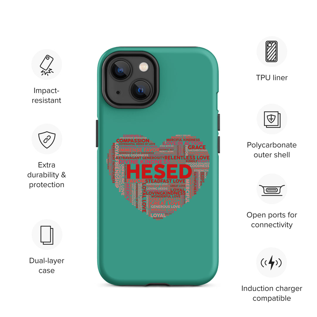 Christian Phone Case Hesed Heart Teal for iPhone® iPhone® Phone Cases   